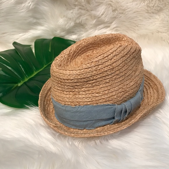 Scoop NYC Accessories - Scoop NYC Straw Chambray Bow Fedora